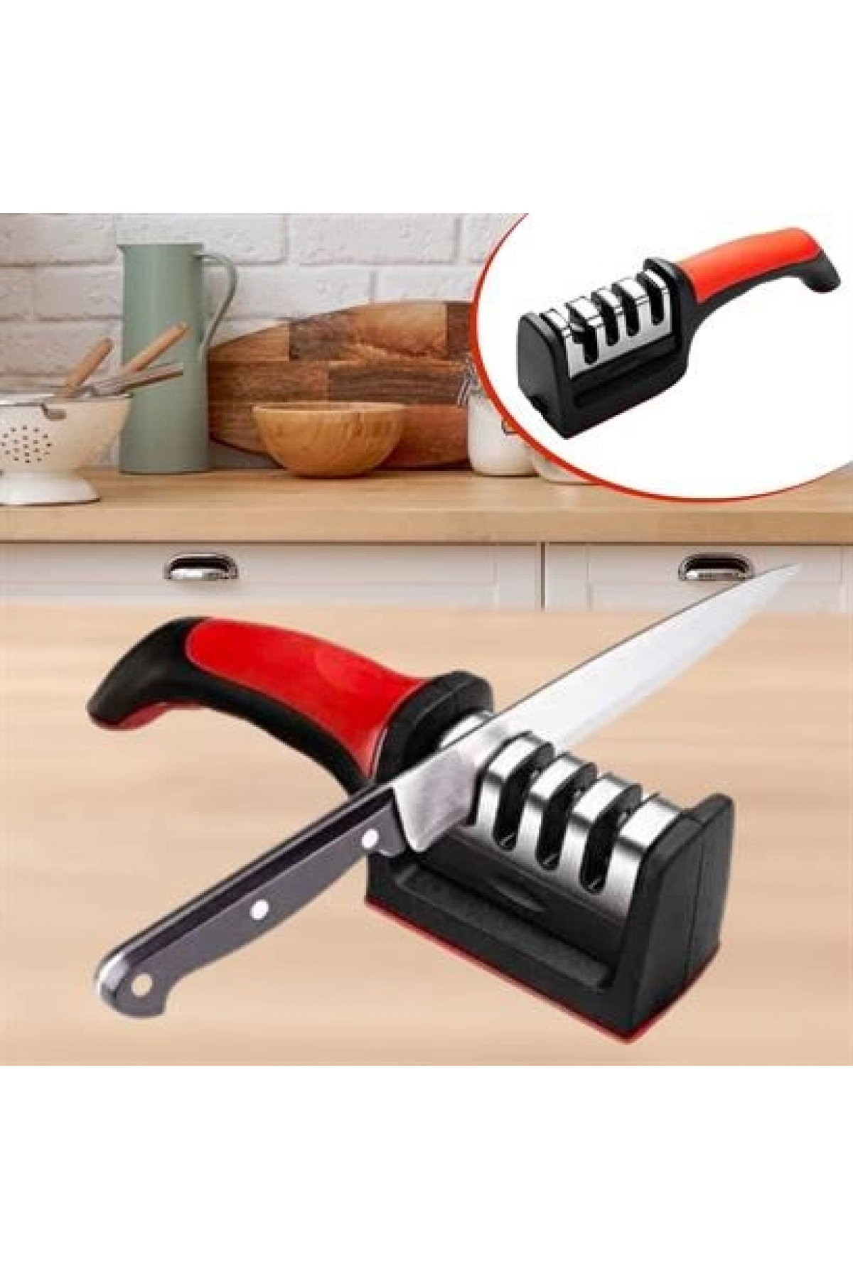 4 Aşamalı Kaymaz Tabanlı Hızlı Bıçak Ve Makas Bileme Aracı - Keskin Ve Pratik Kullanım ( Lisinya )