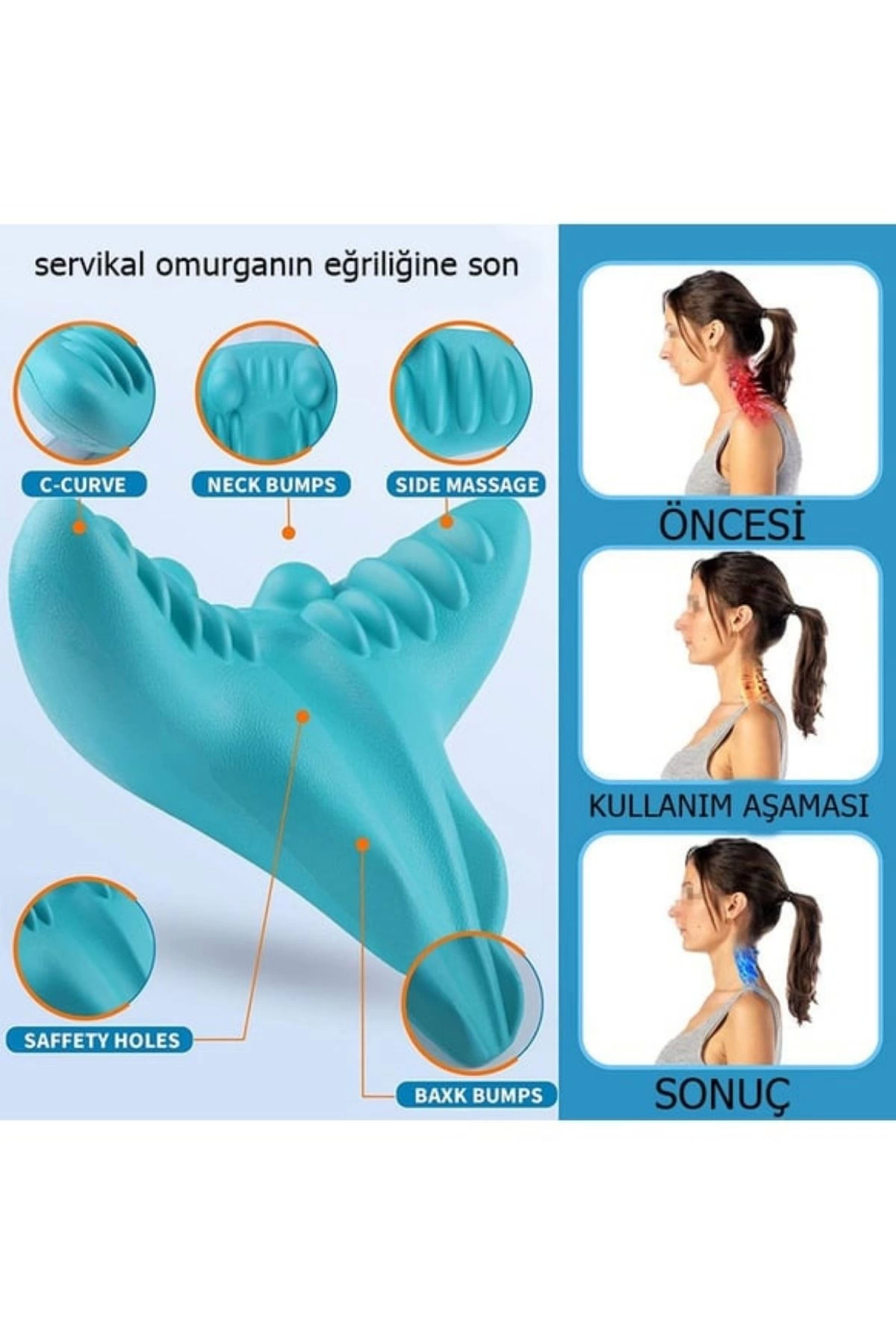 Kayropraktik Boyun Yastığı U Şekilli Masaj Destekli Ağrı Kesici Bellek Köpük Yastık ( Lisinya ) Kayropraktik Boyun Yastığı U Şekilli Masaj Destekli Ağrı Kesici Bellek Köpük Yastık ( Lisinya )