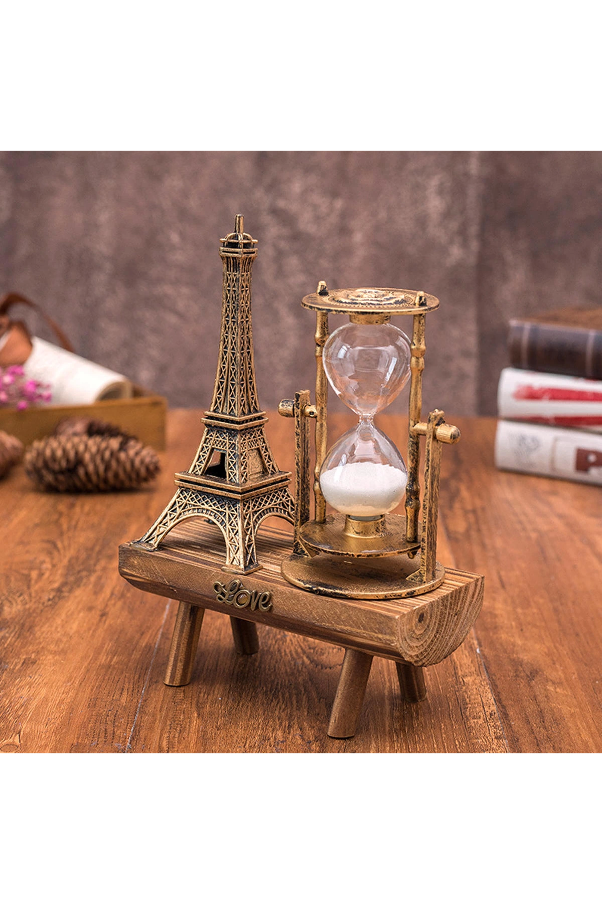 Eyfel Kulesi Paris Ahşap Kum Saati ( Lisinya )