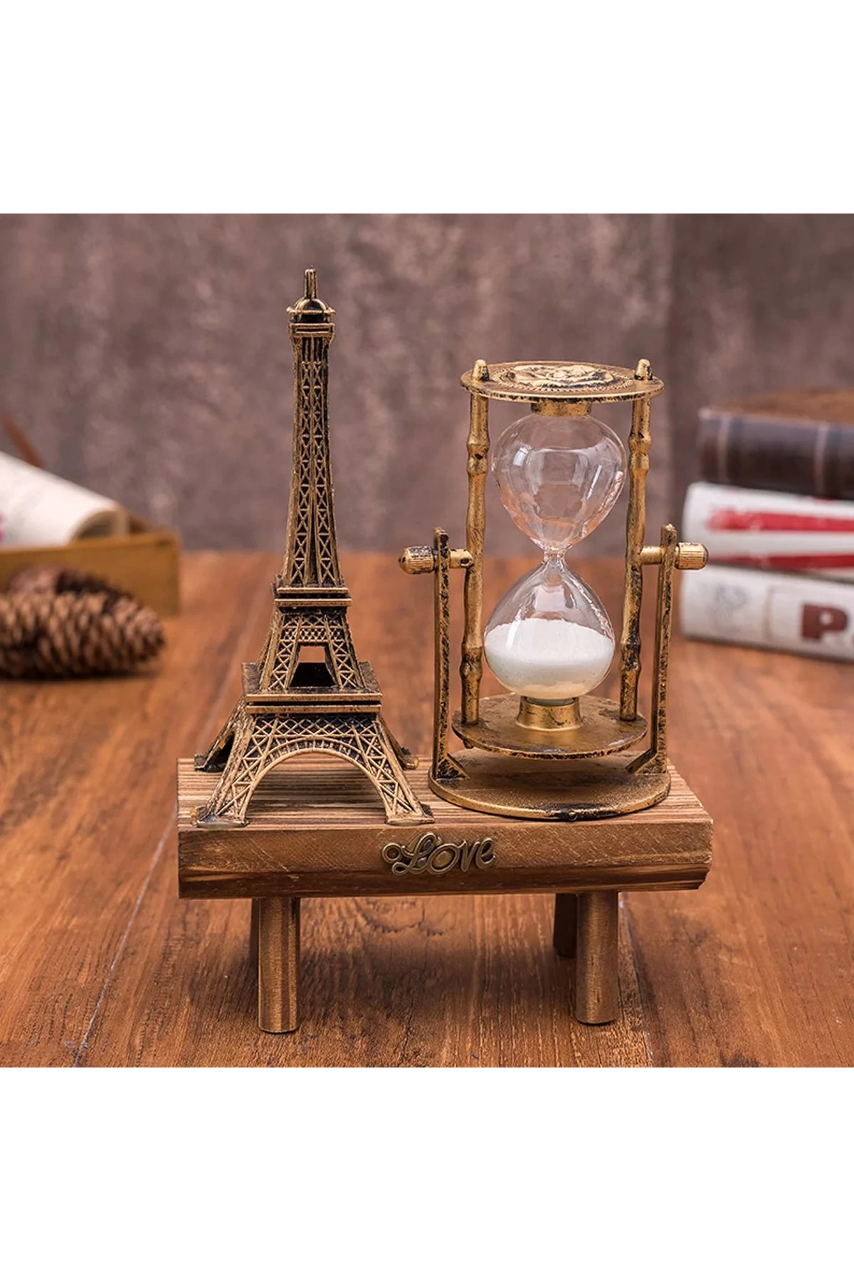 Eyfel Kulesi Paris Ahşap Kum Saati ( Lisinya )
