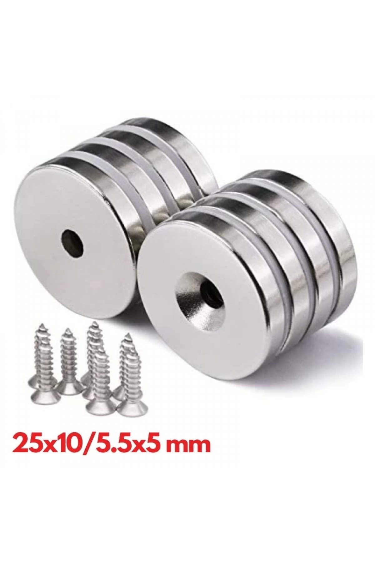25x10-5.5x5 Mm Neodyum Mıknatıs 2 Adet, Yuvarlak,n35 Nikel Kaplamalı Kaliteli Ve Dayanıklı Ürün ( Lisinya )