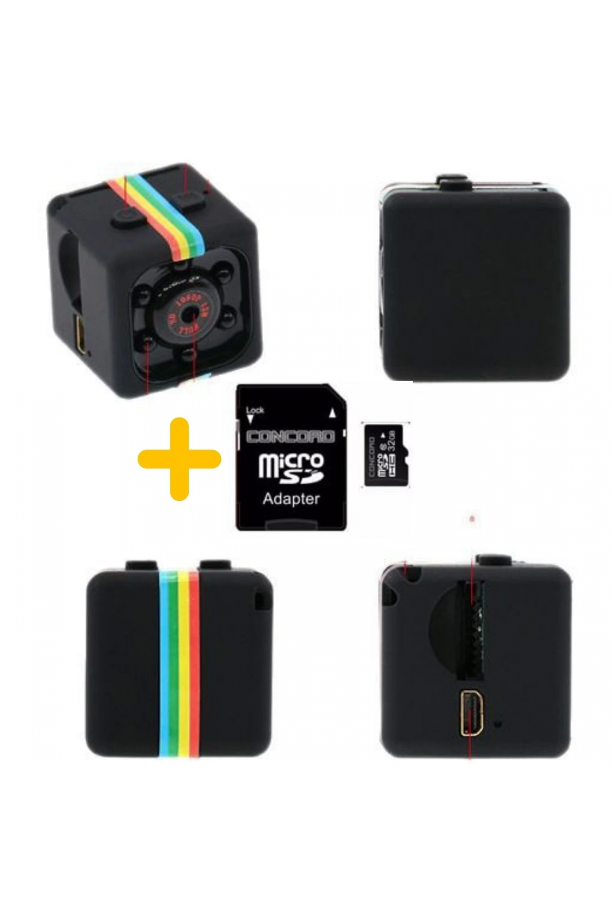 Mini SQ11 Kamera Full Hd Mikro Gizli Araç Kamerası Gece Görüşlü Taşınabilir Güvenlik Kaydedici 32gb Hafıza Kartı Hediyeli ( Lisinya )
