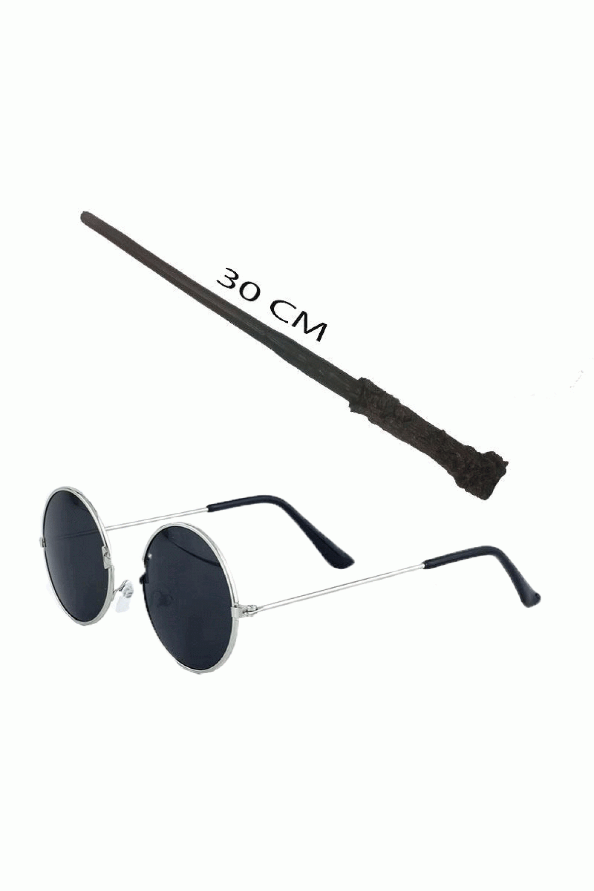 Harry Potter Asası 30 Cm Ve Siyah Metal Çerçeveli Harry Potter Gözlüğü Seti - Lisinya