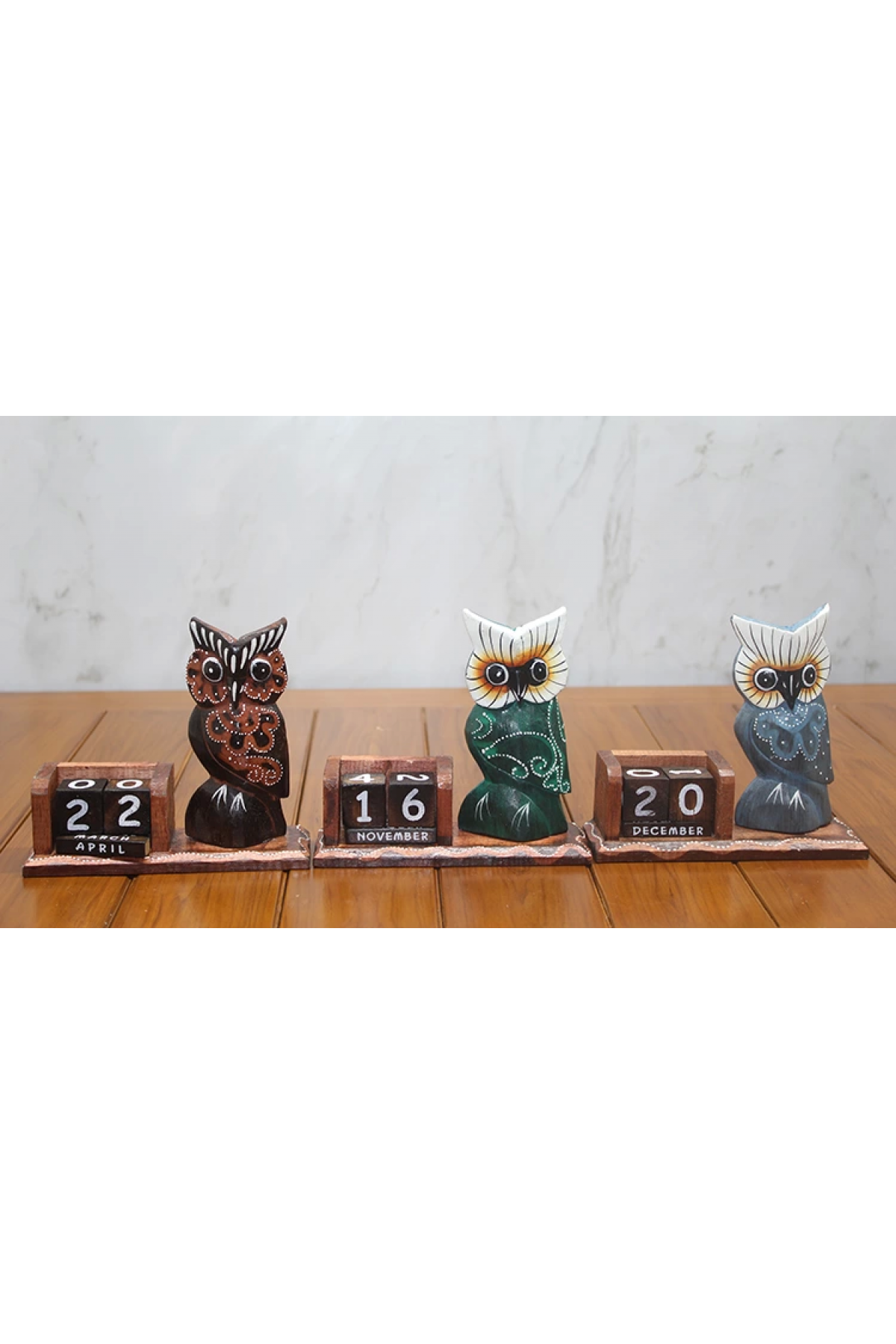 Ahşap Baykuş Takvim Polos-14 - Lisinya