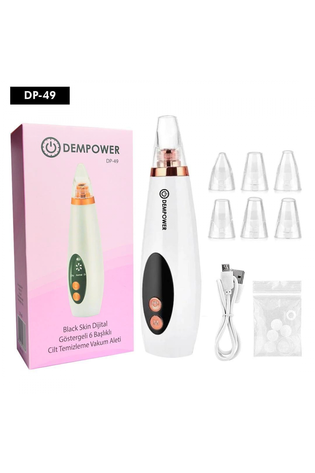 Dempower Black Skin Dijital Göstergeli 6 Başlıklı Cilt Temizleme Vakum Aleti - Lisinya