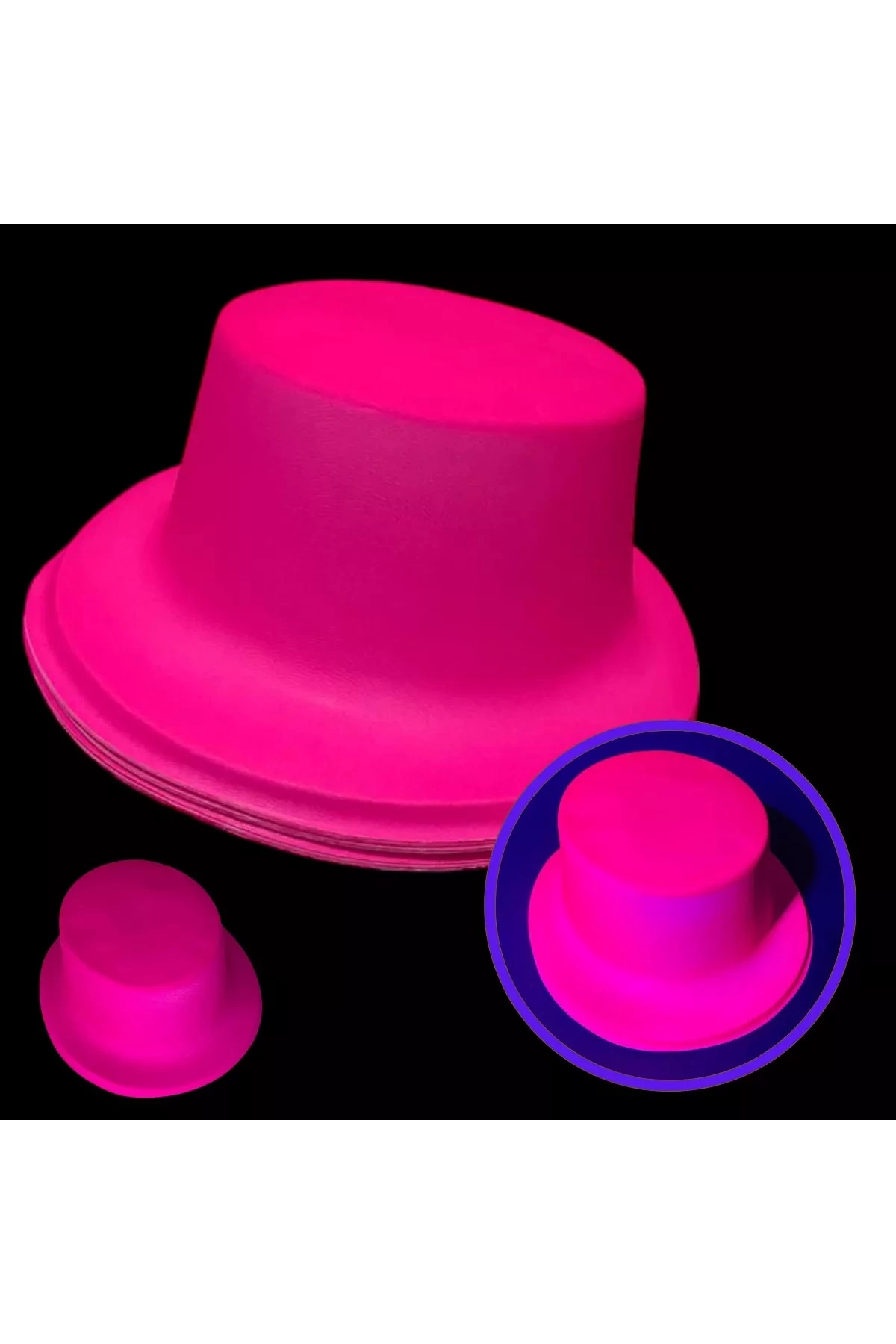 Neon Partisi Pembe Renk Plastik Fötr Şapka - Lisinya Neon Partisi Pembe Renk Plastik Fötr Şapka - Lisinya