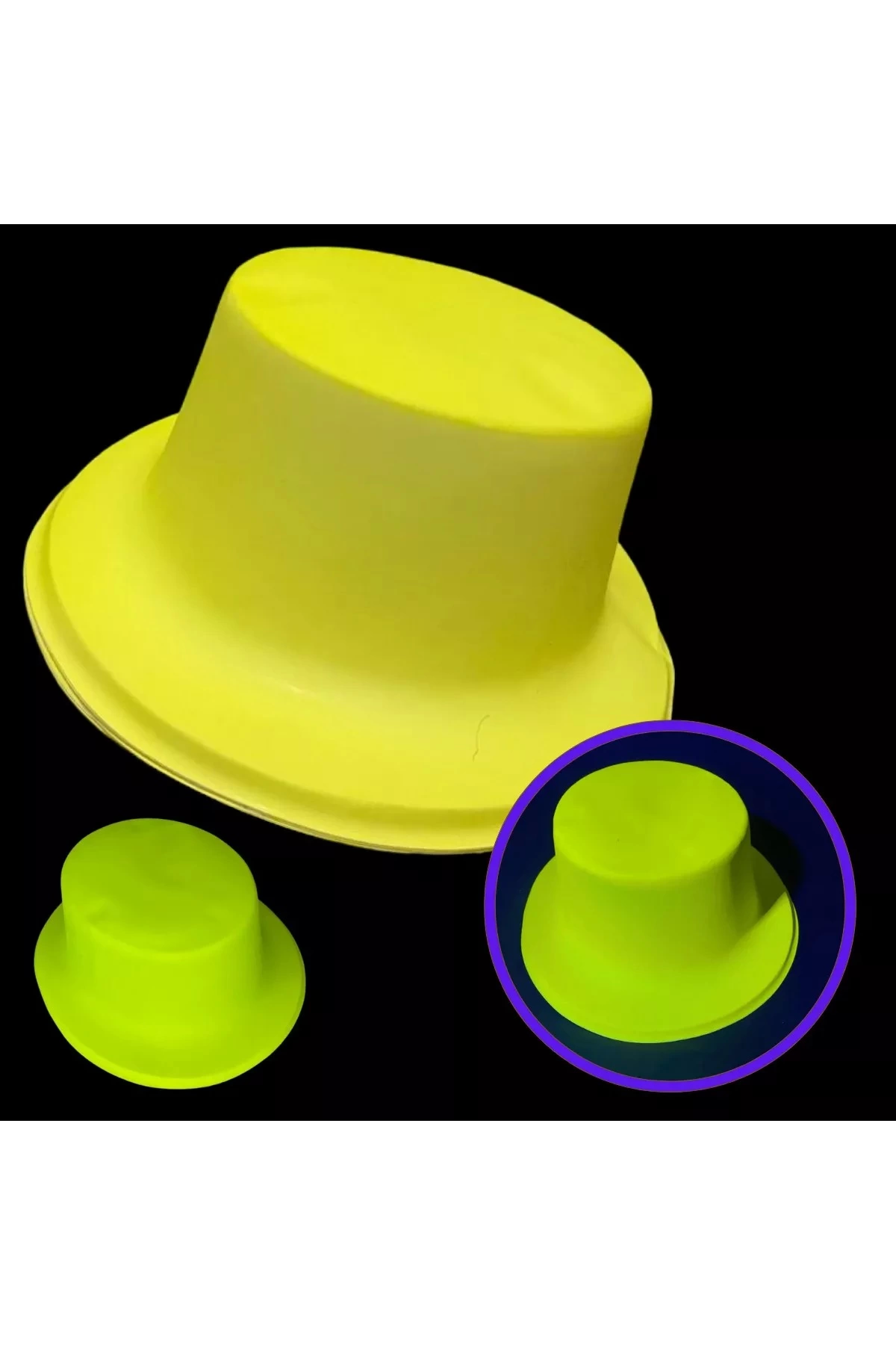 Neon Partisi Sarı Renk Plastik Fötr Şapka - Lisinya