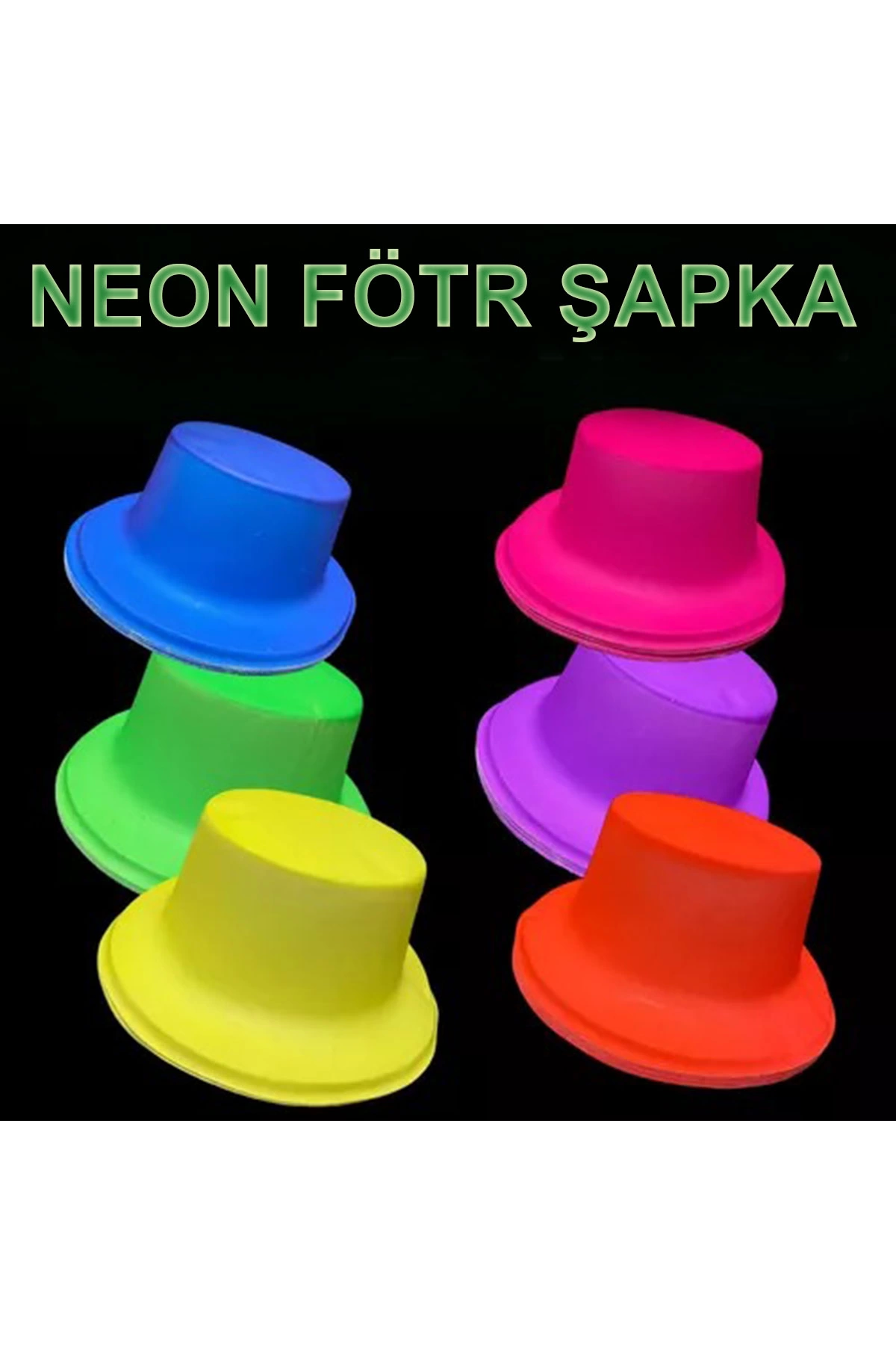 Neon Partisi Sarı Renk Plastik Fötr Şapka - Lisinya