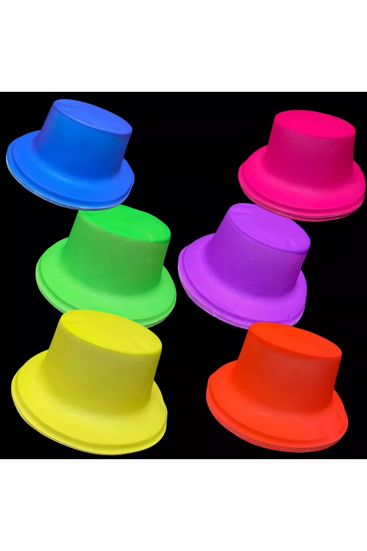 Neon Partisi Sarı Renk Plastik Fötr Şapka - Lisinya
