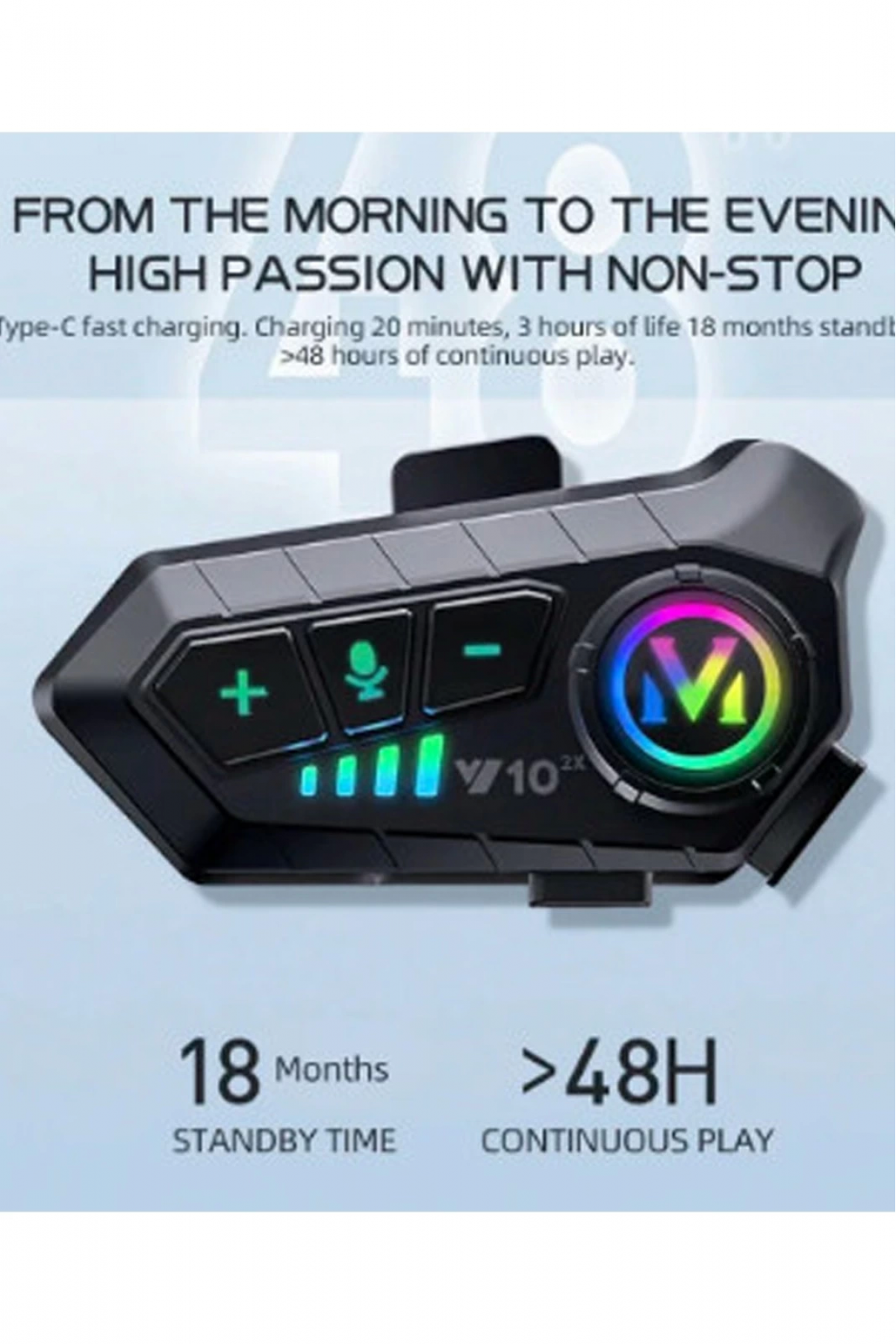 ﻿y10 2x Motosiklet Kask İntercom Çift Eşleşme Rgb Işıklı Bluetooth Kulaklık 5,3 - Lisinya