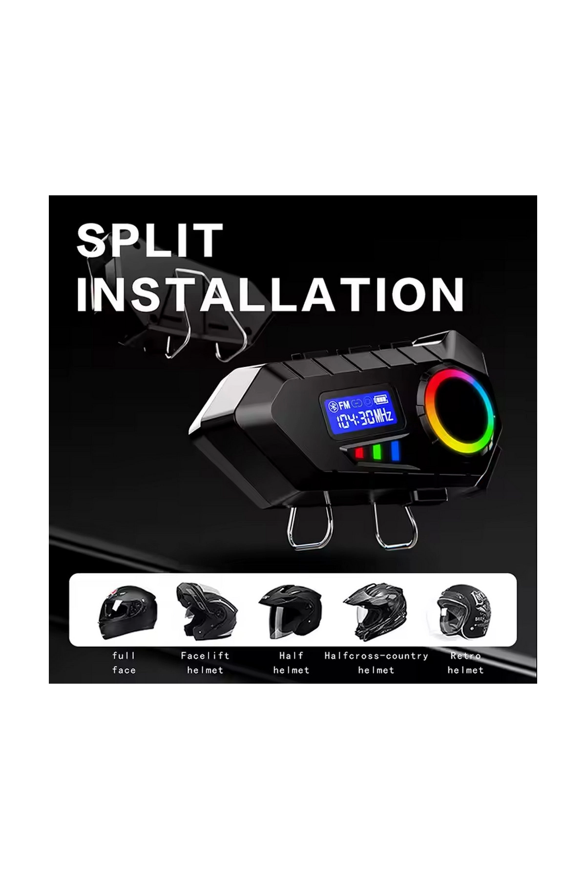 Y30 Kask Kulaklık Bluetooth Motosiklet Kulaklık Rgb Radyolu Intercom - Lisinya