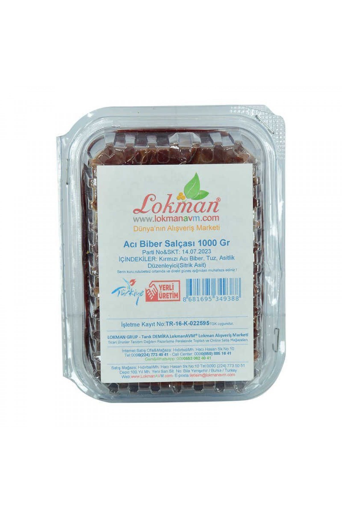 Lisinya214 Acı Biber Salçası 1000 Gr Paketli Kutulu