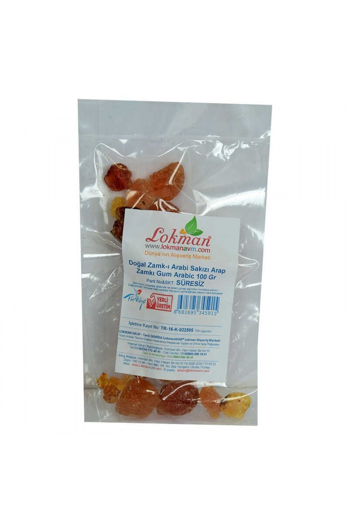 Lisinya214 Arap Zamkı Zamk-ı Arabi Sakızı Doğal Gum Arabic 100 Gr Paket