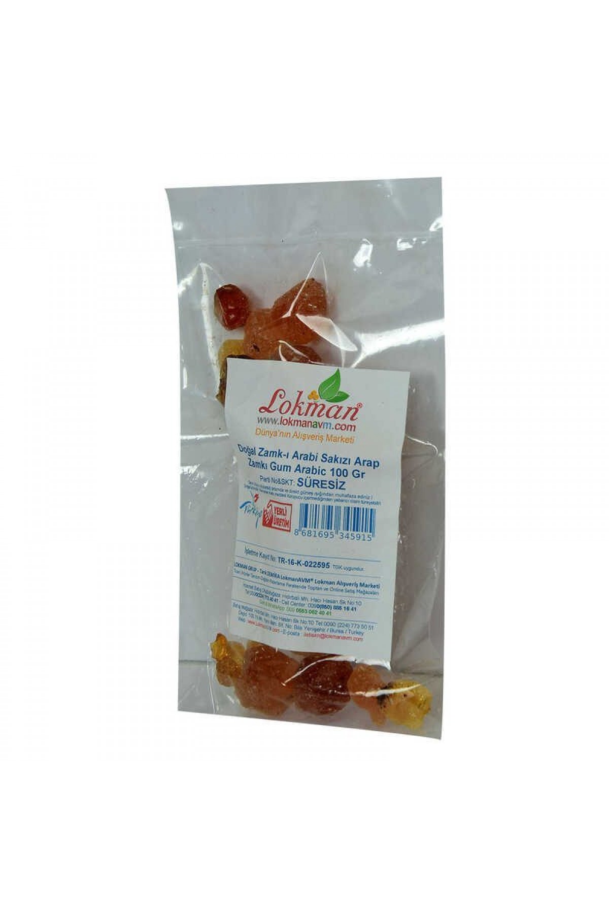 Lisinya214 Arap Zamkı Zamk-ı Arabi Sakızı Doğal Gum Arabic 100 Gr Paket