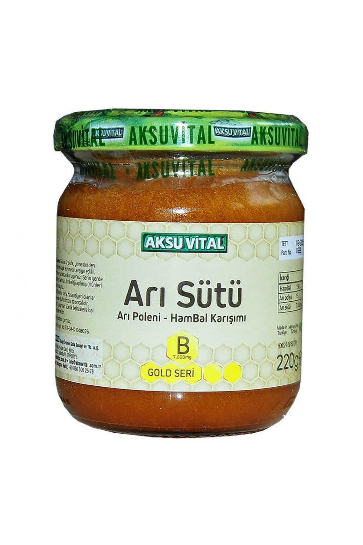 Lisinya214 Arı Sütü Polen Bal Karışımı B 7.000 Mg Gold Seri 220 Gr