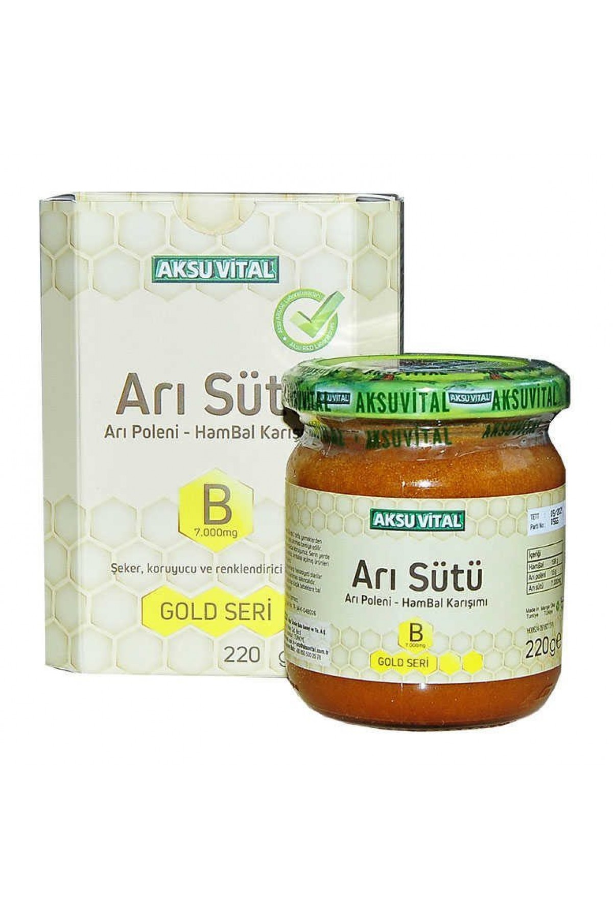 Lisinya214 Arı Sütü Polen Bal Karışımı B 7.000 Mg Gold Seri 220 Gr