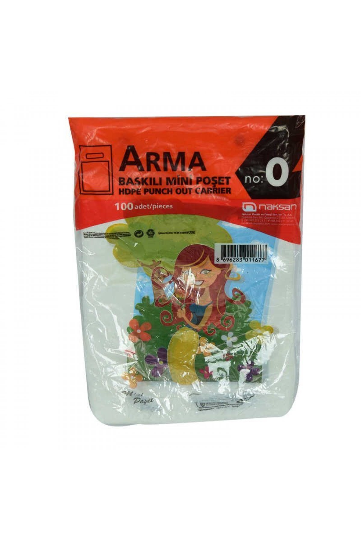 Lisinya214 Arma Baskılı Mini Poşet Eczane Mağaza Dükkan Poşeti Karma Desen Renk 32X20 Cm 100 Adet No:0