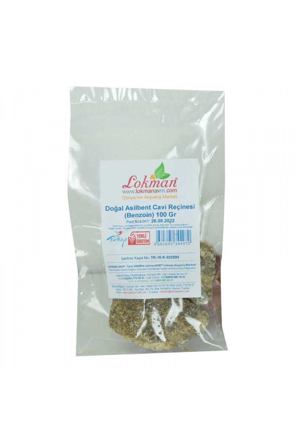 Lisinya214 Asilbent Cavi Reçinesi Doğal Benzoin 100 Gr Paket