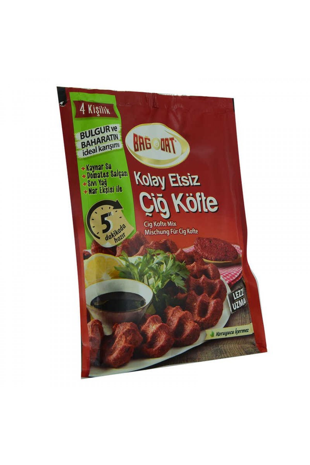 Lisinya214 Kolay Etsiz Çiğ Köfte Bulgur ve Baharat Karışımı 4 Kişilik 120 Gr Paket