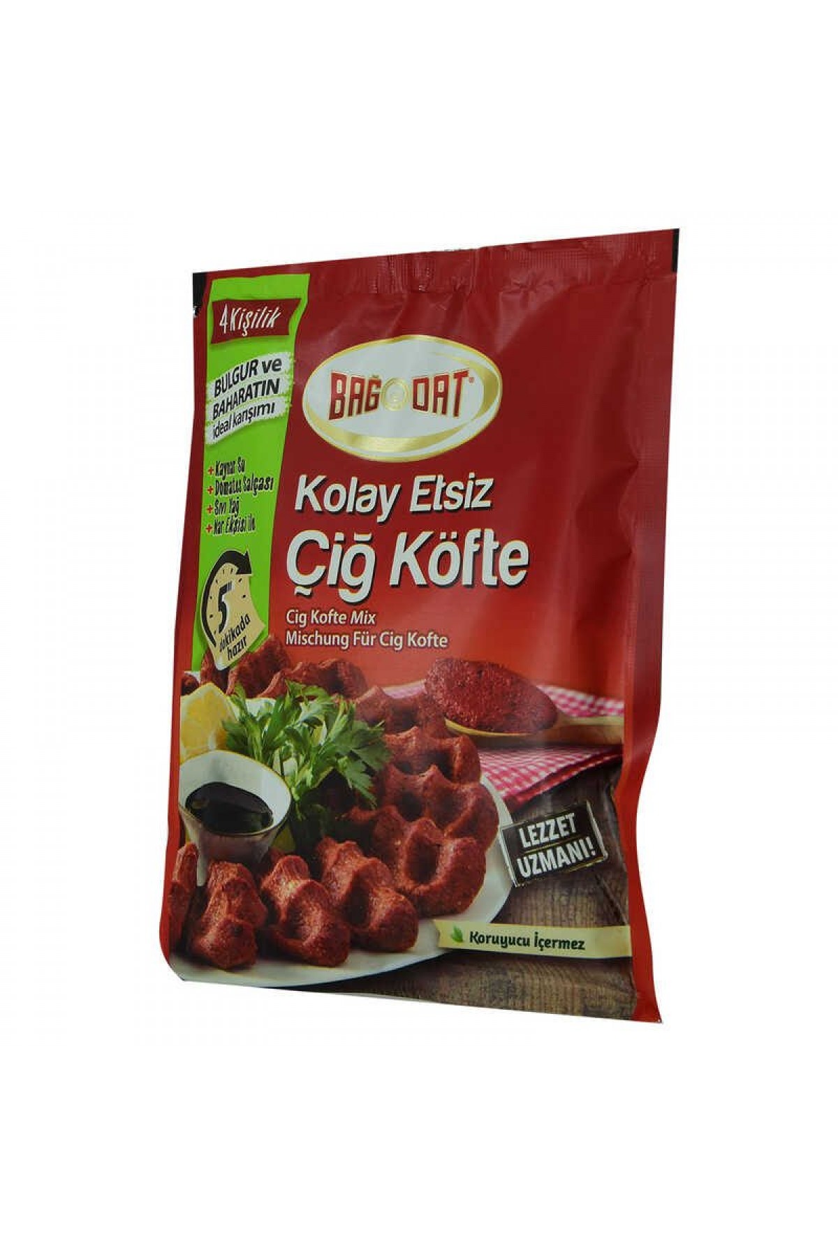 Lisinya214 Kolay Etsiz Çiğ Köfte Bulgur ve Baharat Karışımı 4 Kişilik 120 Gr Paket