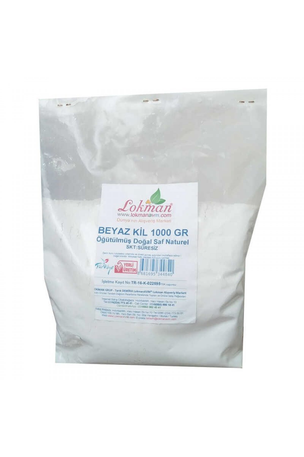 Lisinya214 Beyaz Kil Öğütülmüş Doğal Saf Naturel 1000 Gr Paket