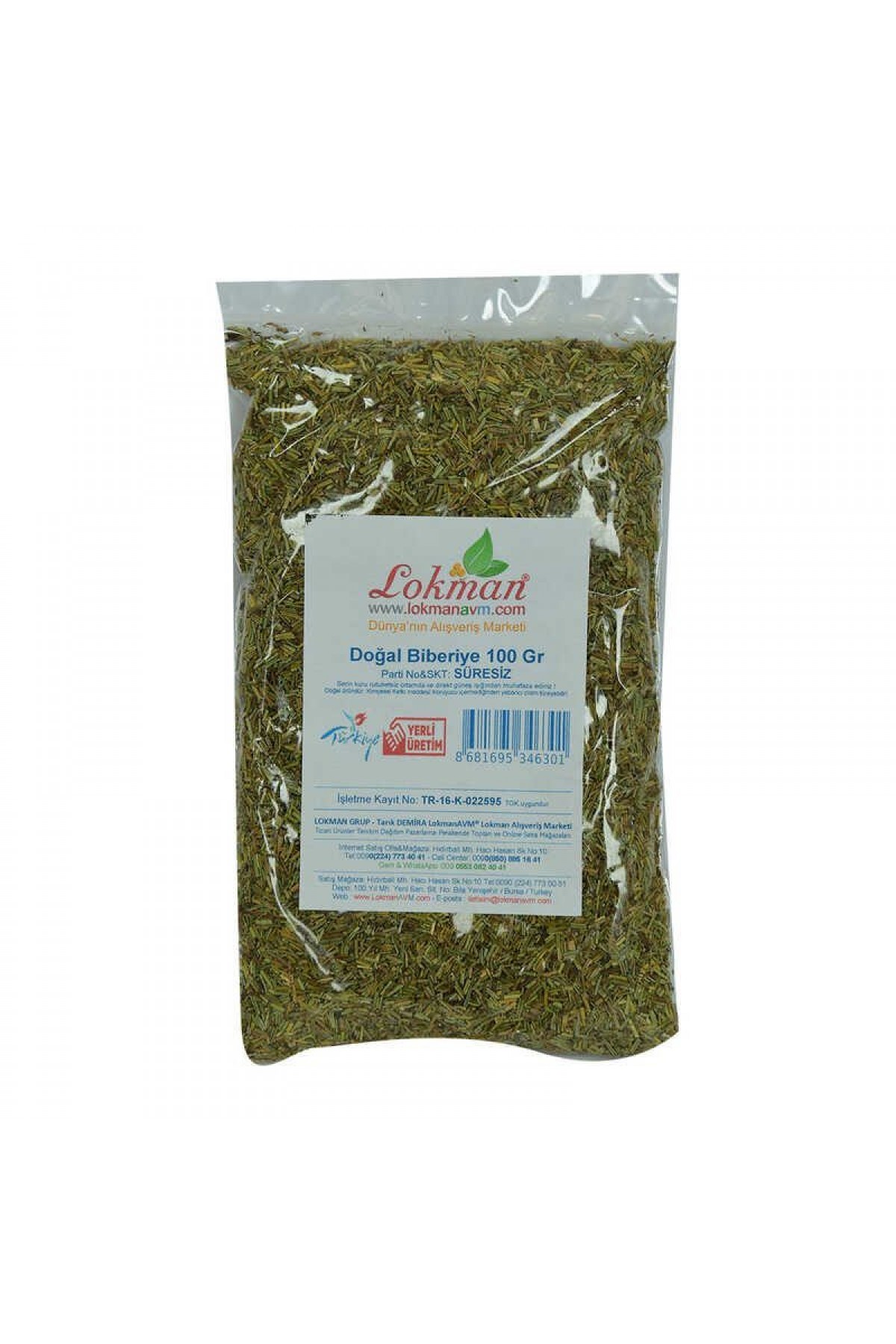Lisinya214 Biberiye Doğal 100 Gr Paket