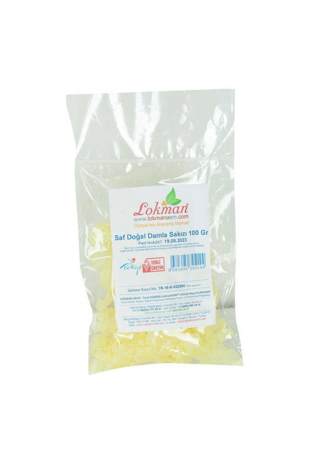 Lisinya214 Damla Sakızı Saf Doğal 100 Gr Paket