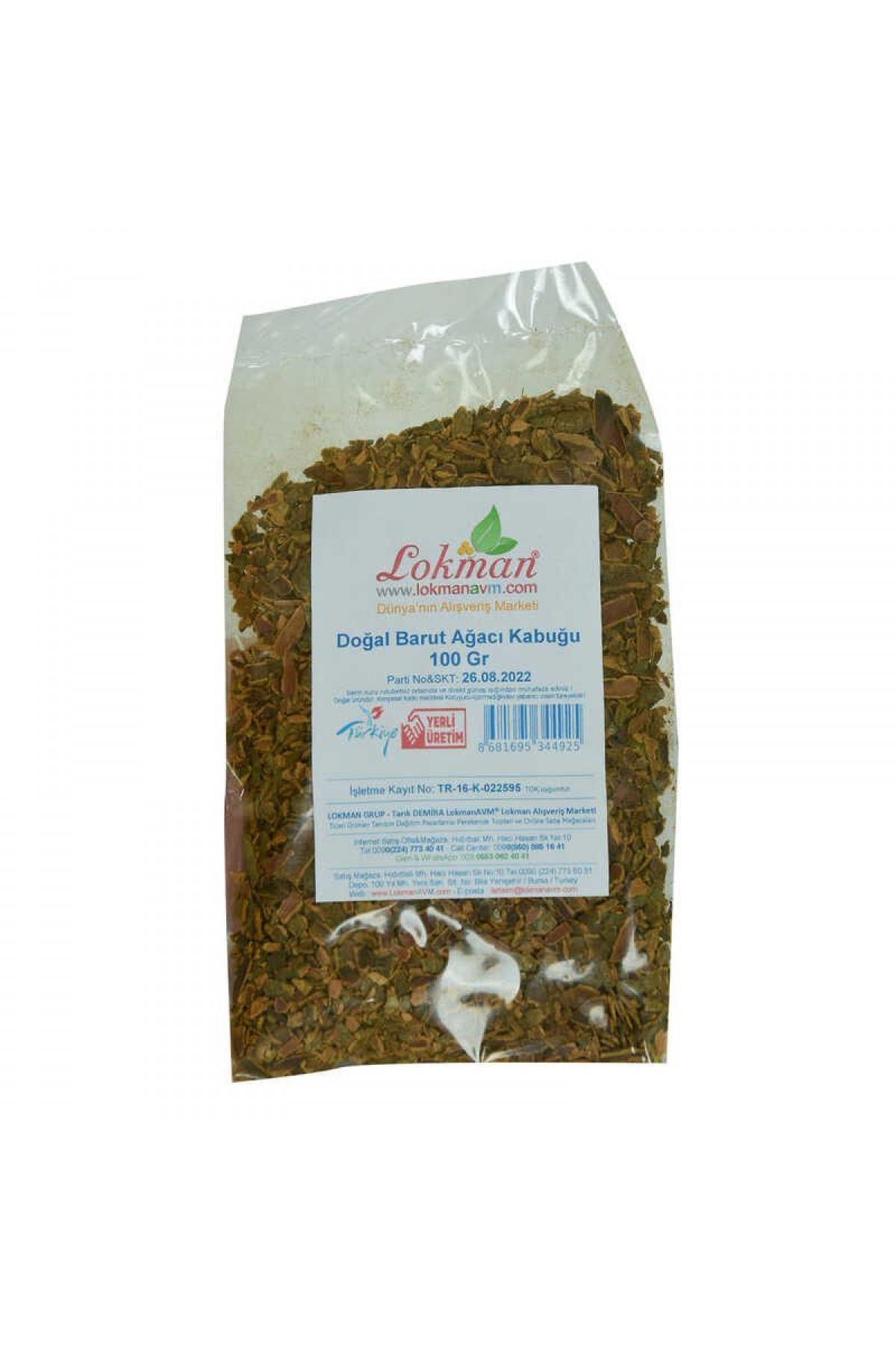 Doğal Barut Ağacı Kabuğu 100 Gr Paket Lisinya214 Doğal Barut Ağacı Kabuğu 100 Gr Paket