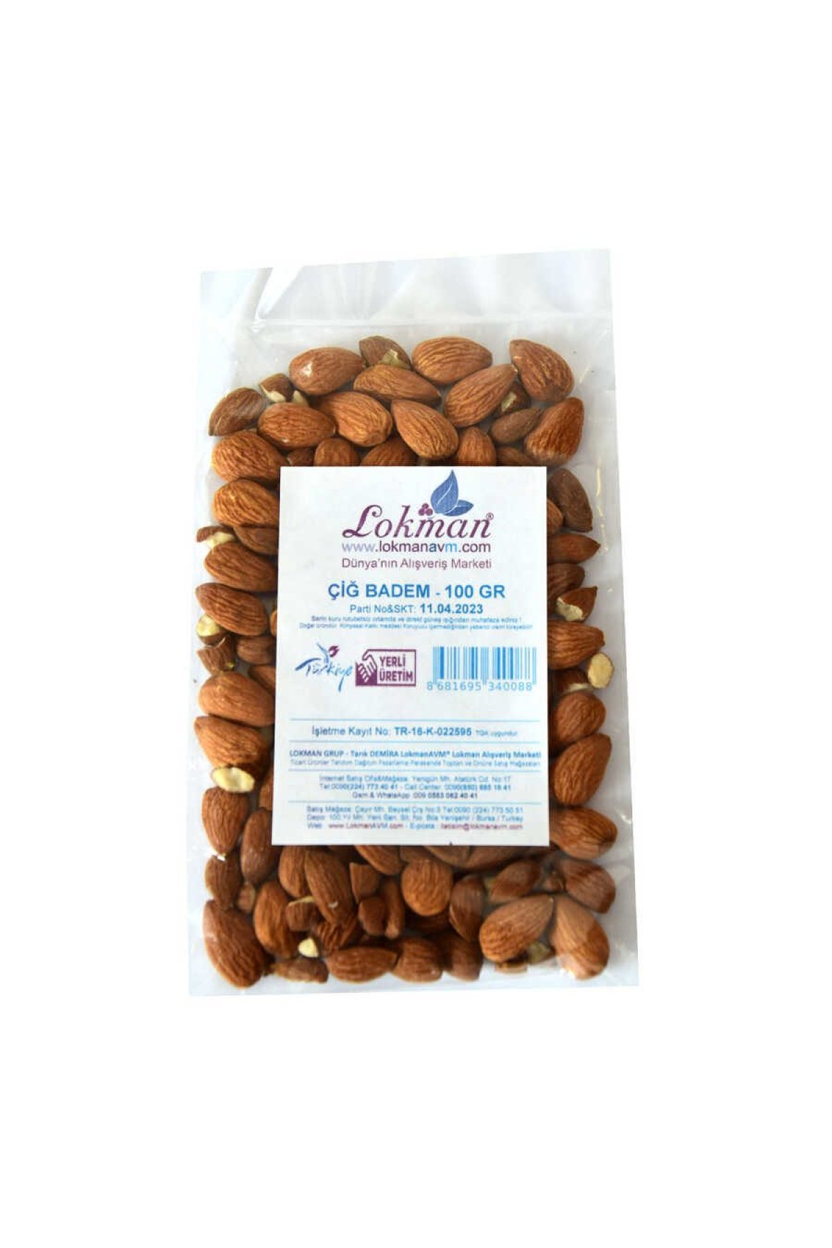 Doğal Çiğ Tatlı Badem 100 Gr Paket Lisinya214 Doğal Çiğ Tatlı Badem 100 Gr Paket