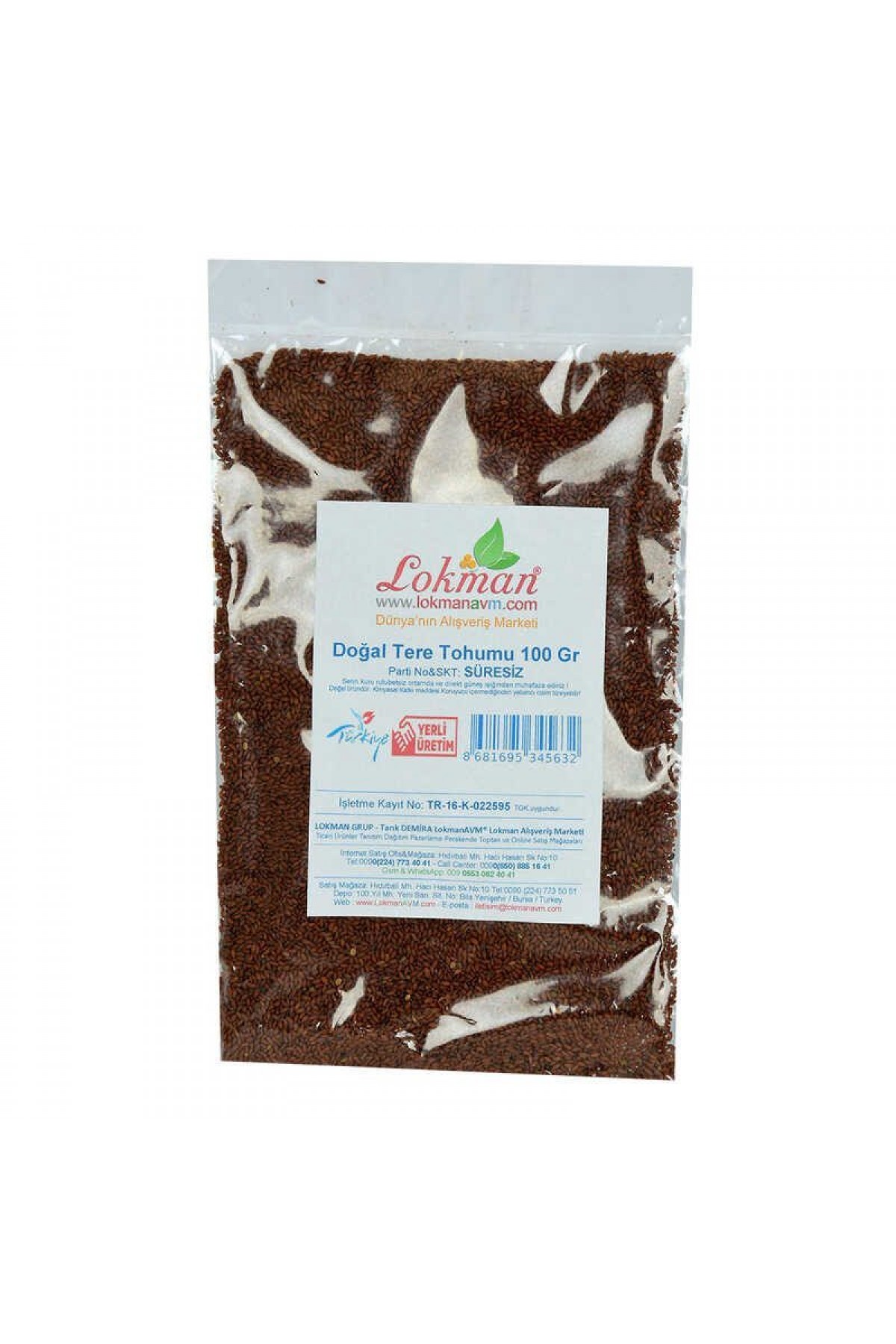 Lisinya214 Doğal Tere Tohumu 100 Gr Paket