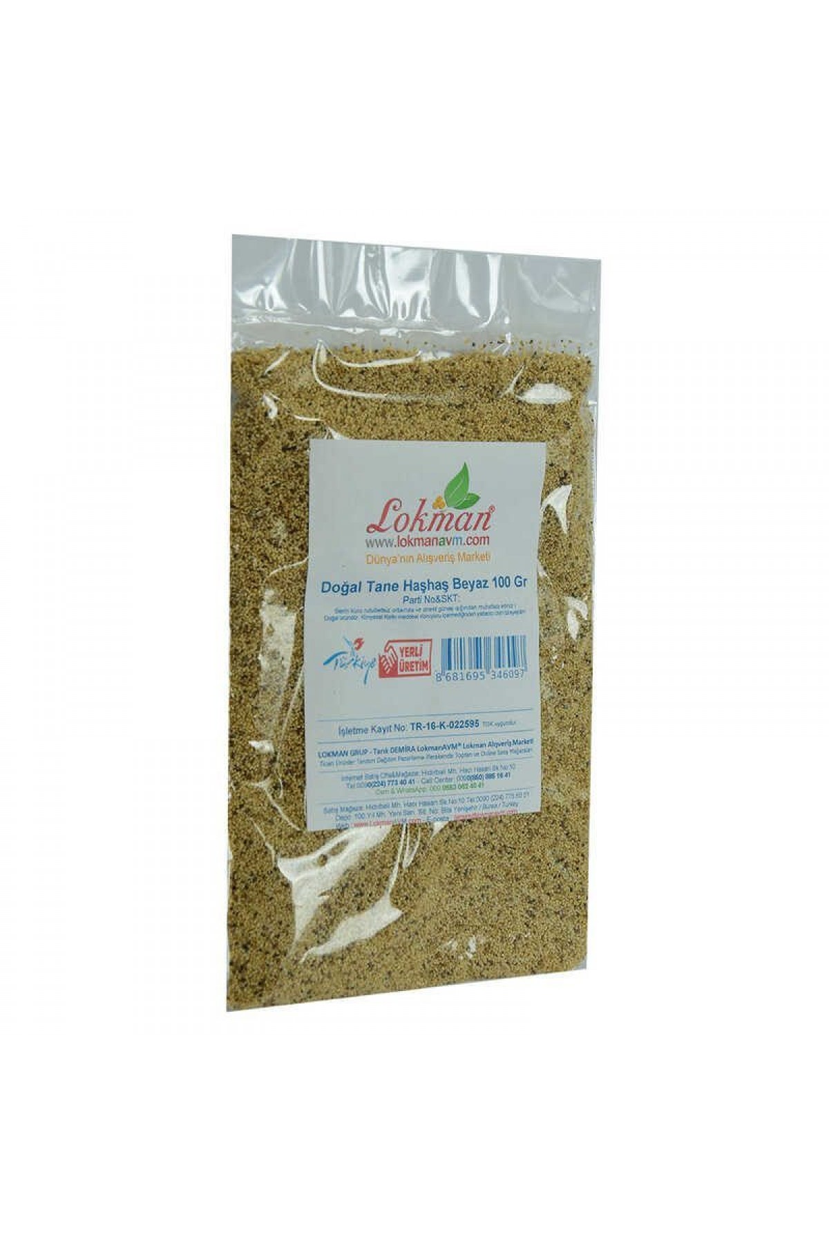 Lisinya214 Haşhaş Tohumu Tane Doğal Beyaz 100 Gr Paket