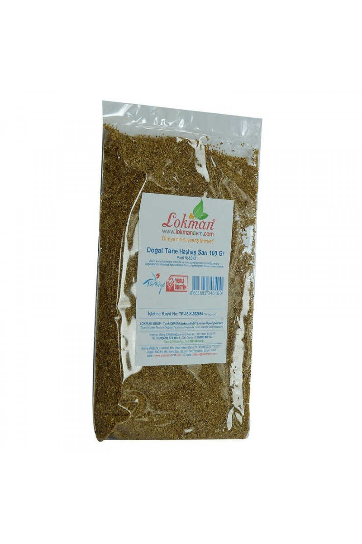 Lisinya214 Haşhaş Tohumu Tane Doğal Sarı 100 Gr Paket