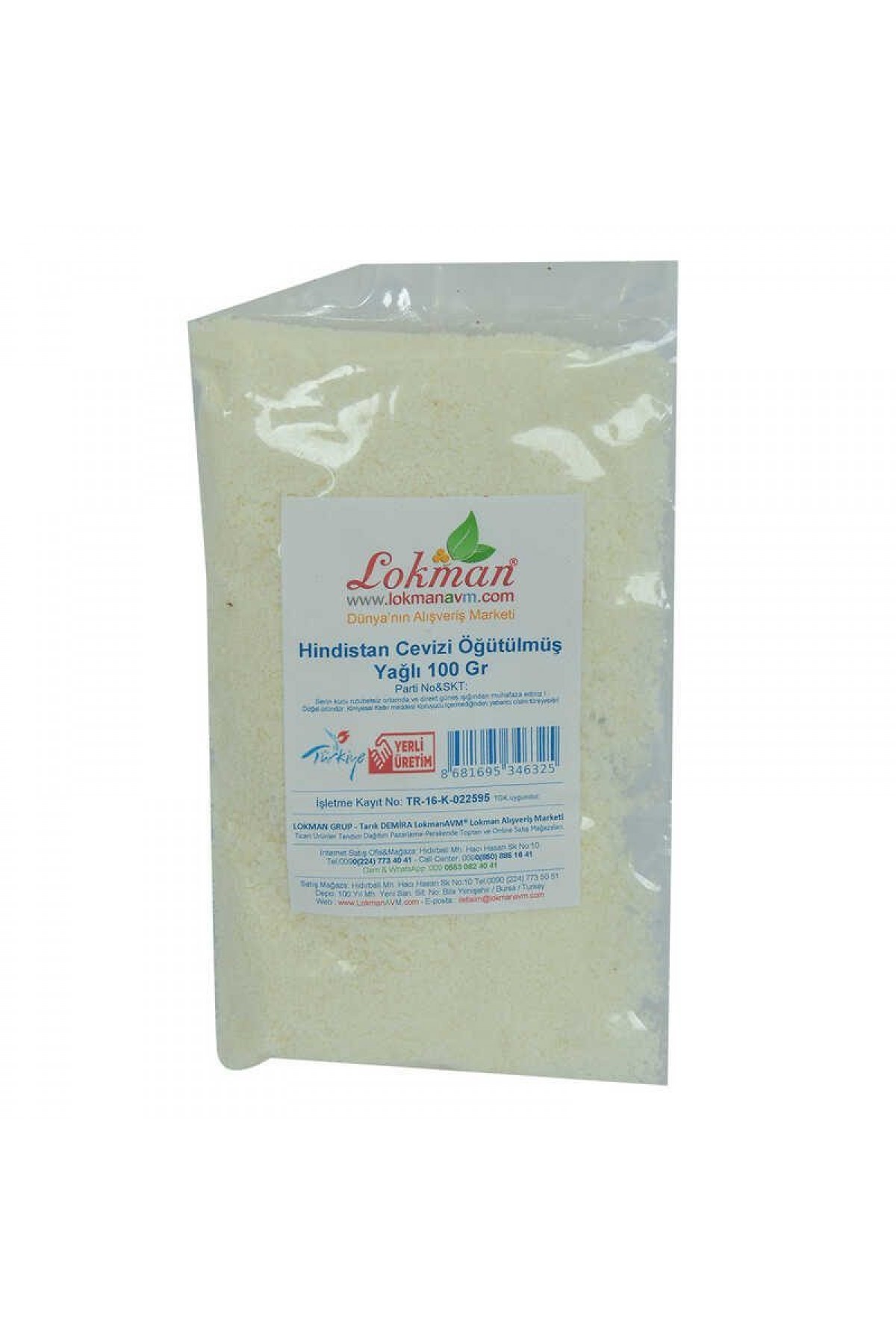 Lisinya214 Hindistan Cevizi Öğütülmüş Yağlı 100 Gr Paket