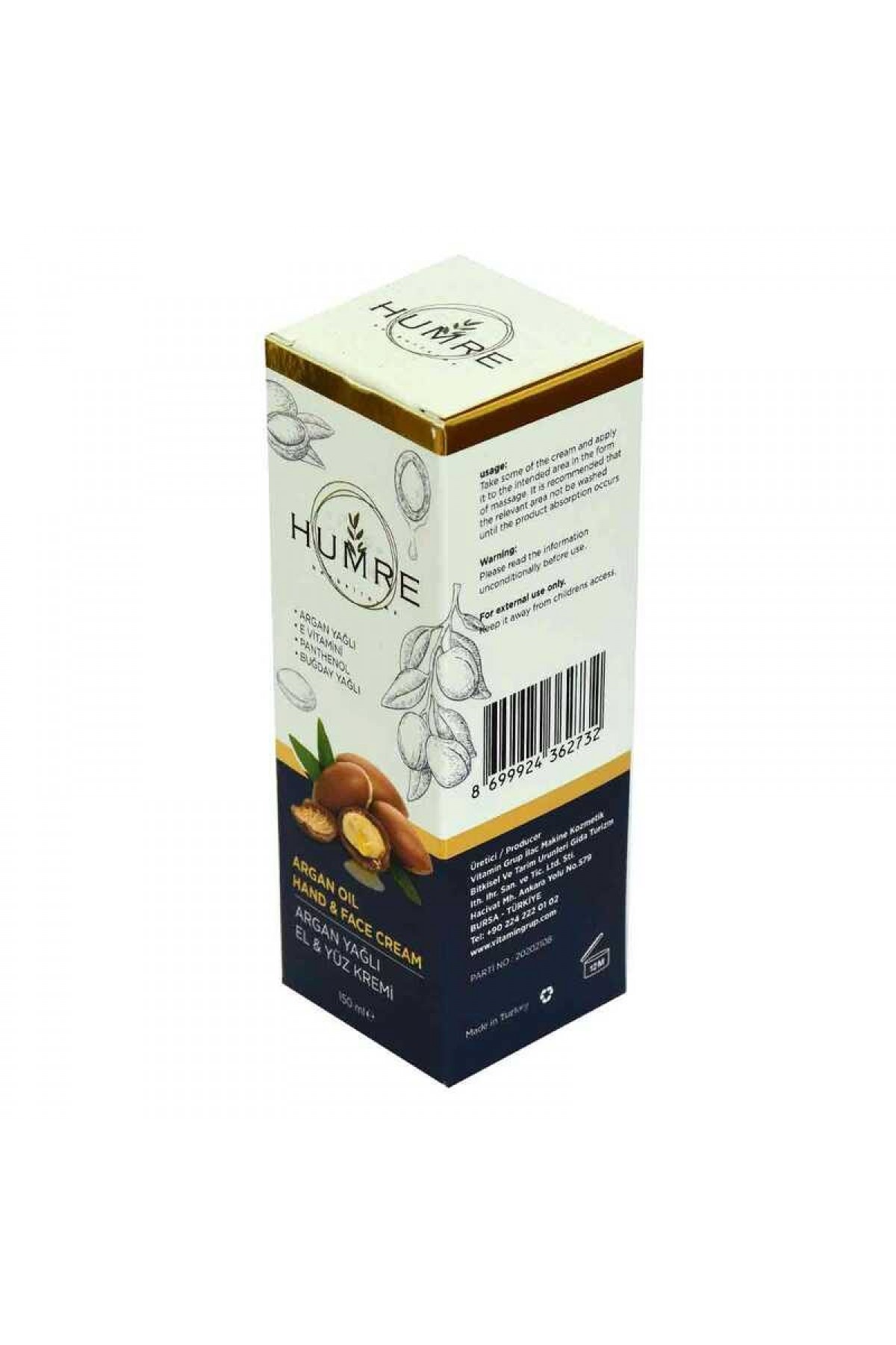 Lisinya214 Humre Argan Yağlı E Vitaminli El ve Yüz Kremi 150 ML