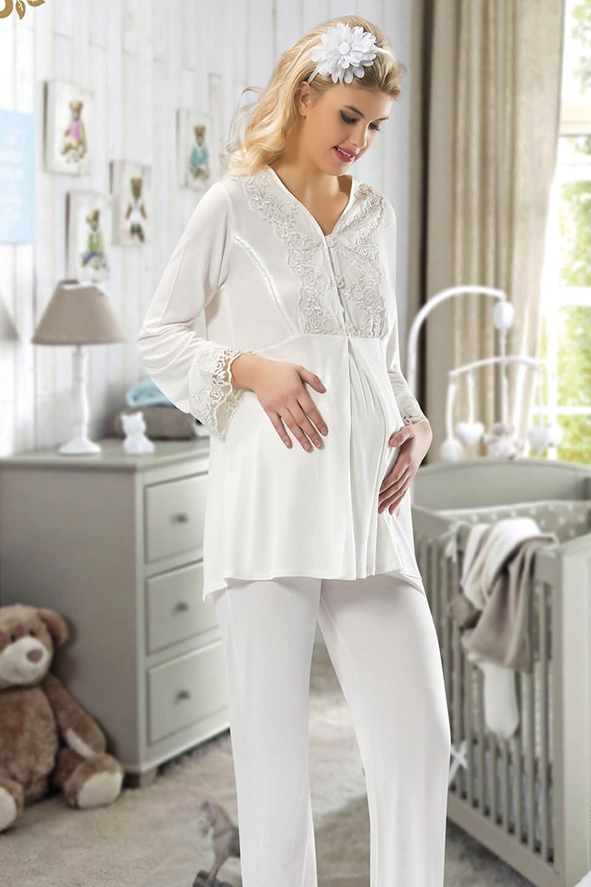 Ekru Hamile ( Lohusa ) Pijama Takımı Ekru Hamile ( Lohusa ) Pijama Takımı