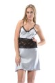 Gri Dantelli Saten Gecelik Gri Dantelli Saten Gecelik