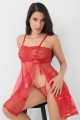Kırmızı Şifon Pileli Gecelik-835 Kırmızı Şifon Pileli Gecelik-835