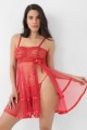 Kırmızı Şifon Pileli Gecelik-835 Kırmızı Şifon Pileli Gecelik-835