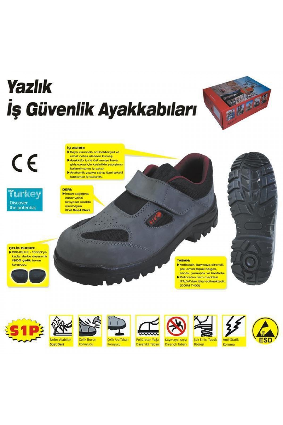 Lisinya202 414 YAZLIK S1 41 No Çelik Burunlu Ayakkabı