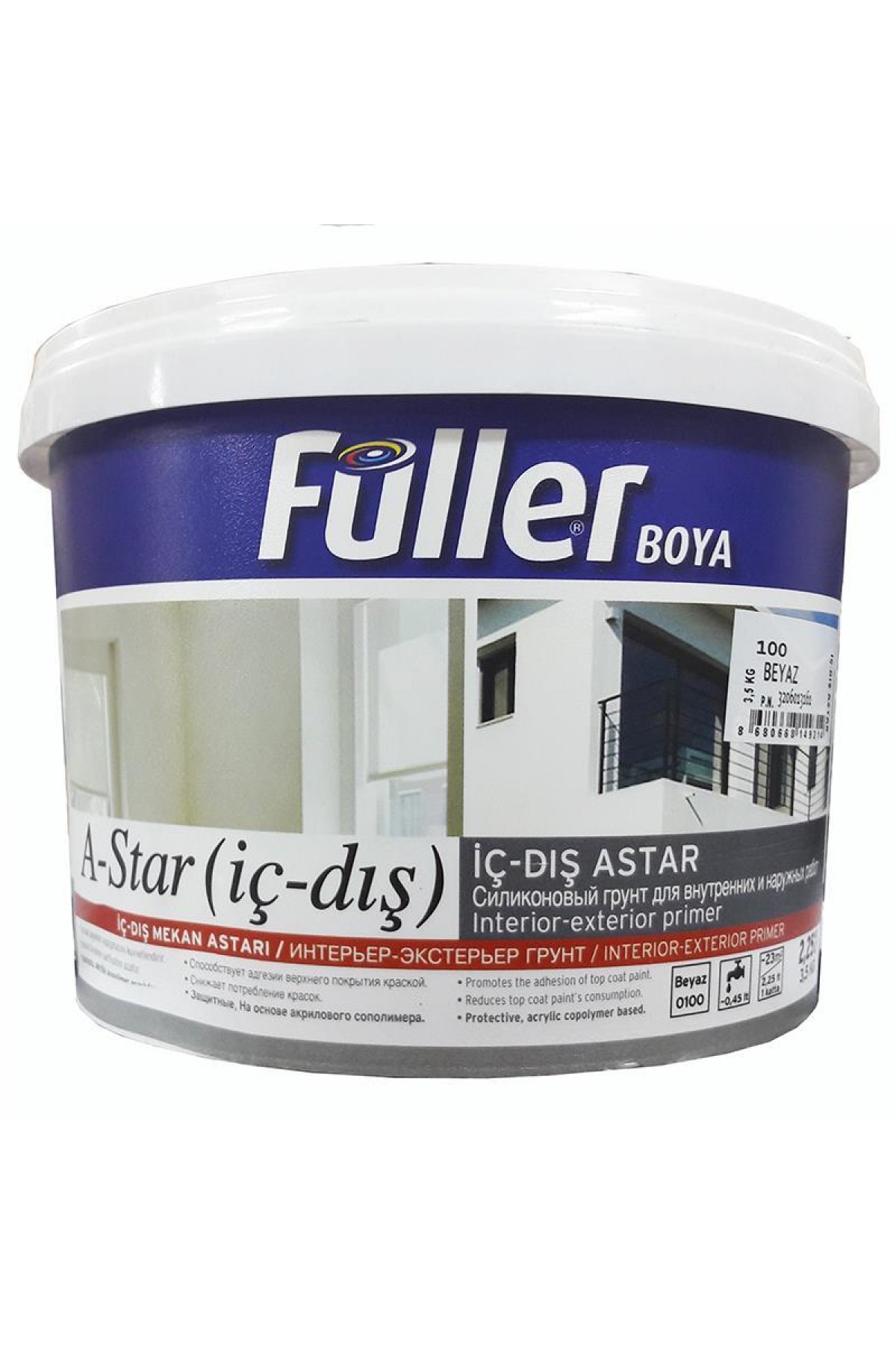 A-Star İç Dış Cephe Astar 3,5 Kg Beyaz Lisinya202 Füller A-Star İç Dış Cephe Astar 3,5 Kg Beyaz