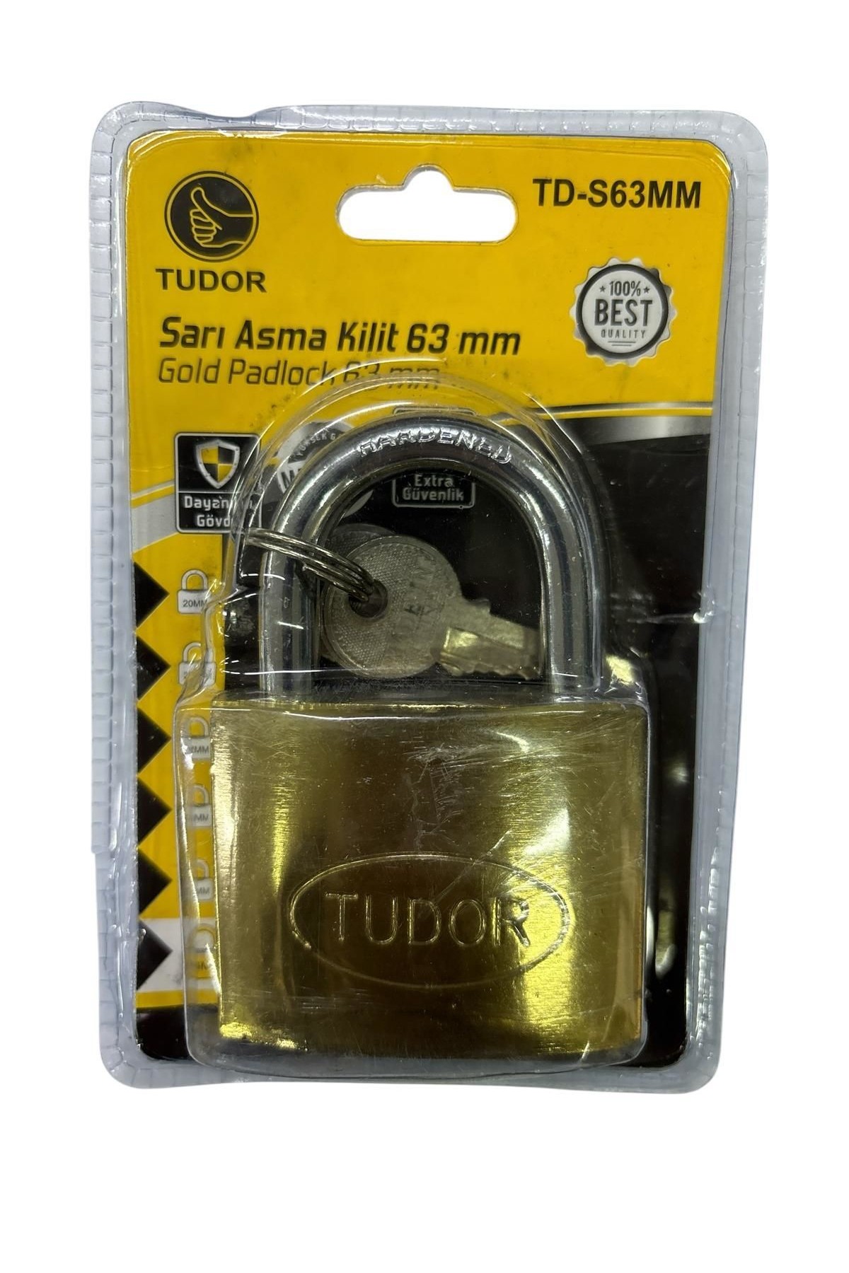 Tudor 63 mm Sarı Asma Kilit Tudor 63 mm Sarı Asma Kilit