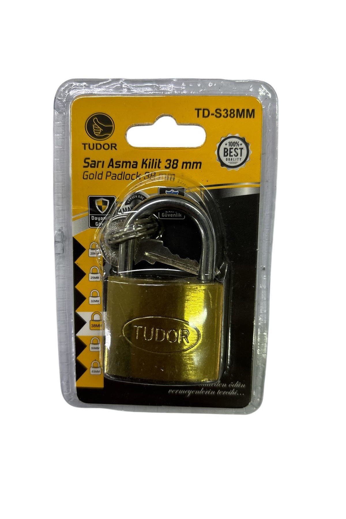 Tudor 38 mm Kısa Sarı Asma Kilit Tudor 38 mm Kısa Sarı Asma Kilit