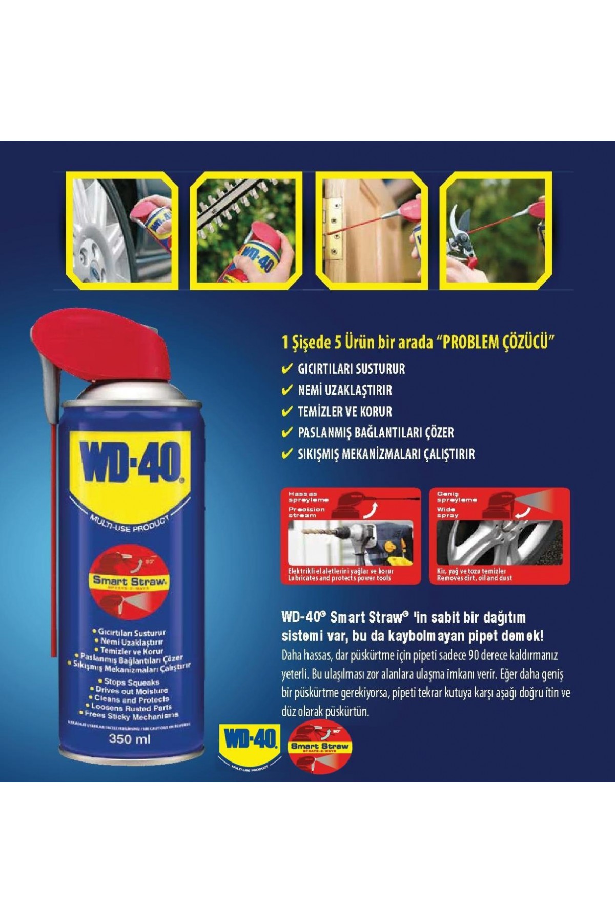 WD 40 Smart Straw Pas Sökücü Yağlayıcı 350 ml Lisinya202 WD 40 Smart Straw Pas Sökücü Yağlayıcı 350 ml