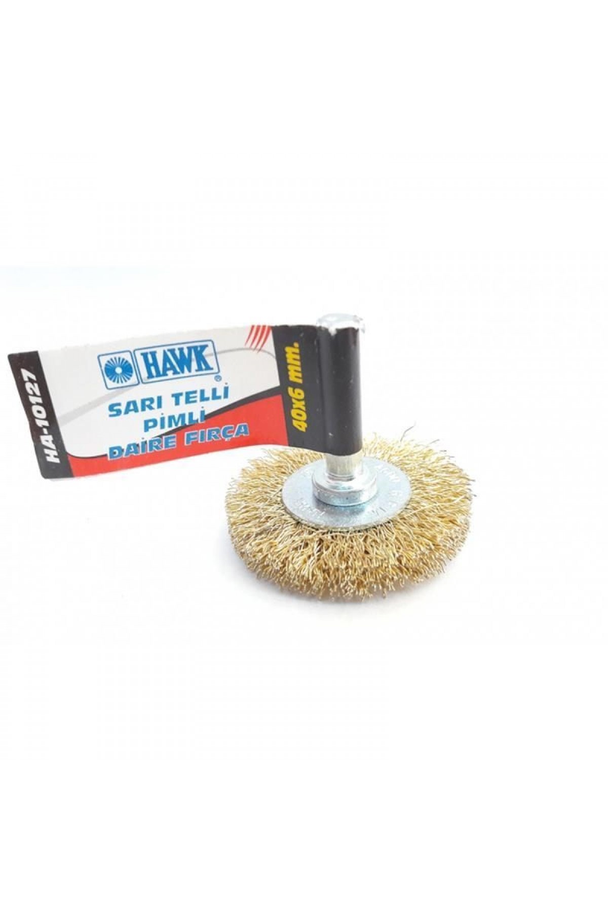 HA10127 Pimli Sarı Tel Daire Fırça 40x6 mm Lisinya202 Hawk HA10127 Pimli Sarı Tel Daire Fırça 40x6 mm