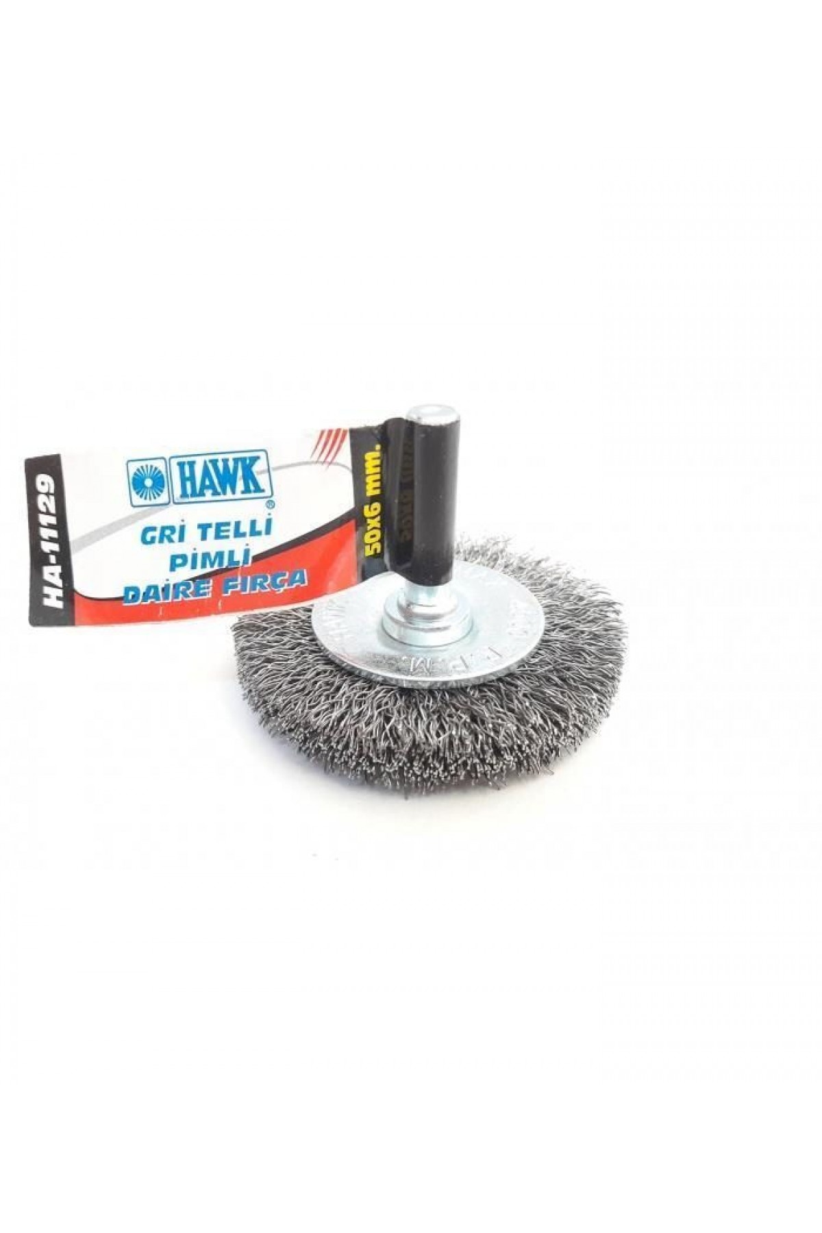 HA11129 Pimli Gri Tel Daire Fırça 50x6 mm Lisinya202 Hawk HA11129 Pimli Gri Tel Daire Fırça 50x6 mm