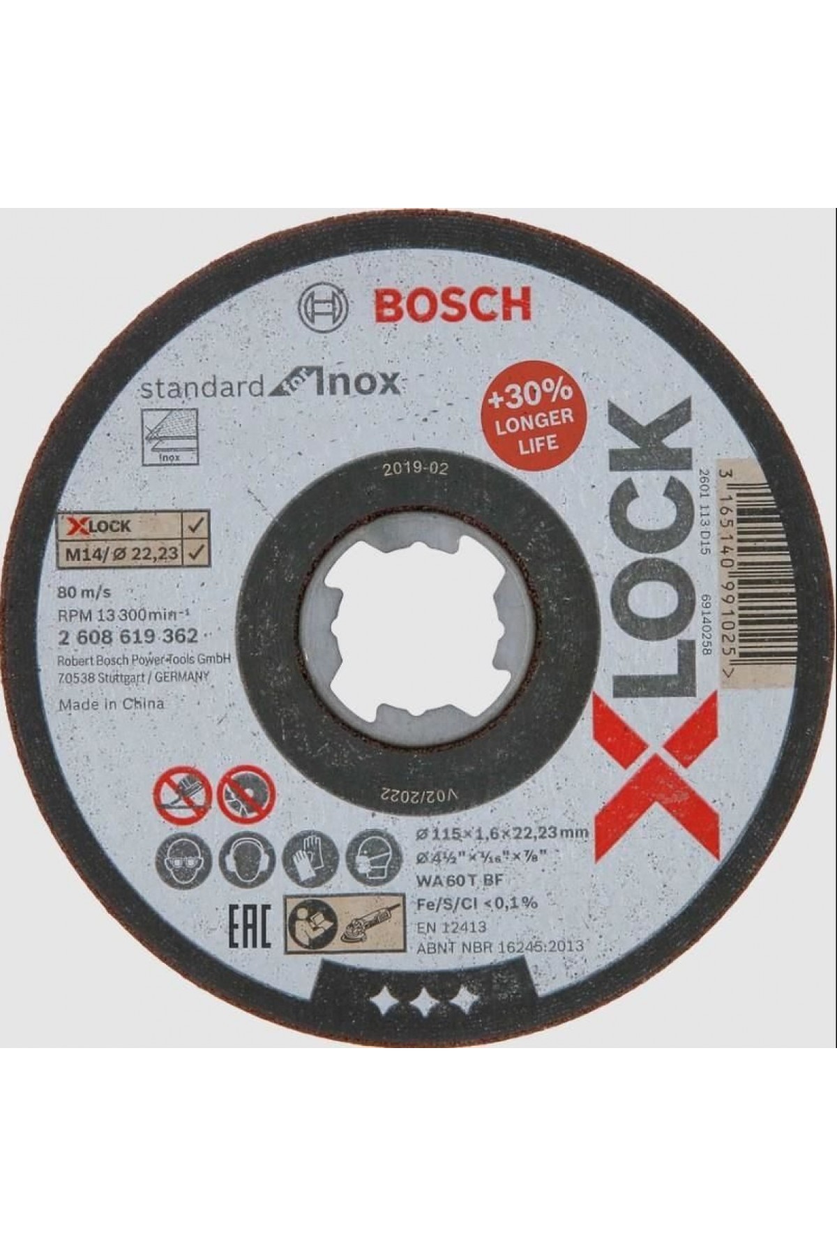 Lisinya202 Bosch Xlock İnox Kesici 115X1X22,23 mm