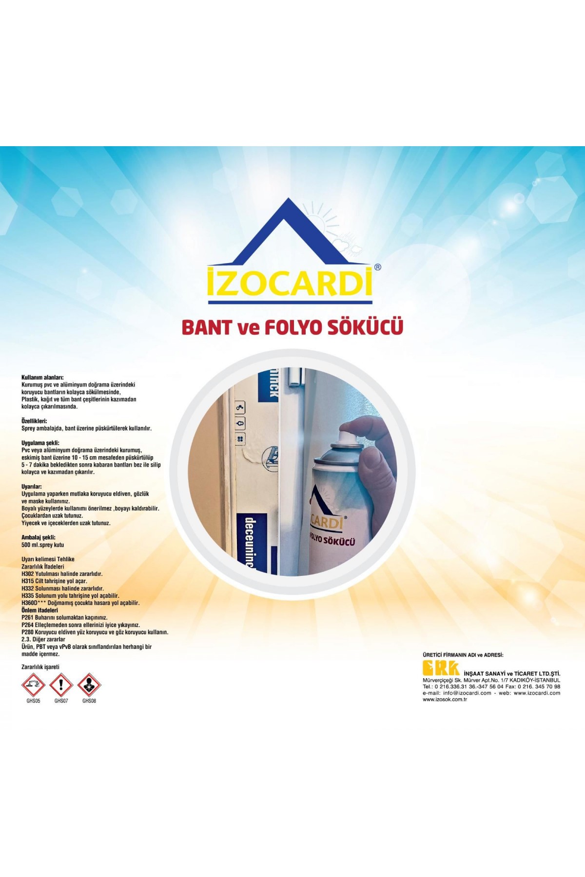 Lisinya202 İzocardi Etiket Folyo ve Bant Sökücü Sprey 500 ml Lisinya202 İzocardi Etiket Folyo ve Bant Sökücü Sprey 500 ml