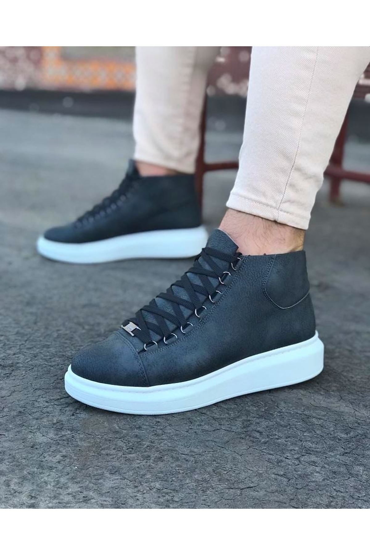 Gri Bağcıklı Snes Yarım Bilek Bot Lisinya947 CZ032 Gri Bağcıklı Sneakers Yarım Bilek Bot