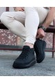 Lisinya947 CZ032 Kömür Bağcıklı Sneakers  Yarım Bilek Bot