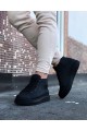 Lisinya947 CZ032 Kömür Bağcıklı Sneakers  Yarım Bilek Bot